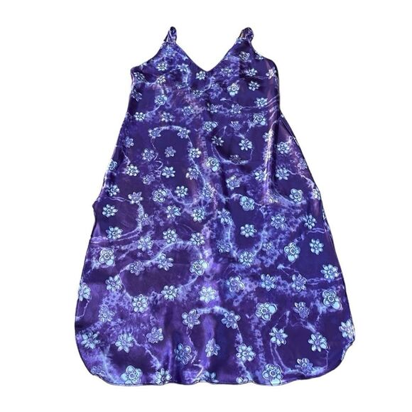 Vintage California Dynasty Purple Floral Nightie, Fairycore Slip Dress, Medium - Picture 1 of 7